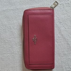 Coach pink accordion zip wallet